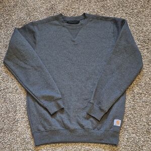 Carhartt Gray Crewneck Sweater with Ribbed Cuffs